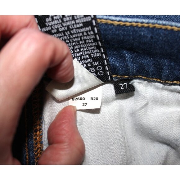 7 FOR ALL MANKIND Josefina Contrast Panel High-Rise Cropped Blue Jeans - Size 27 - Picture 12 of 15